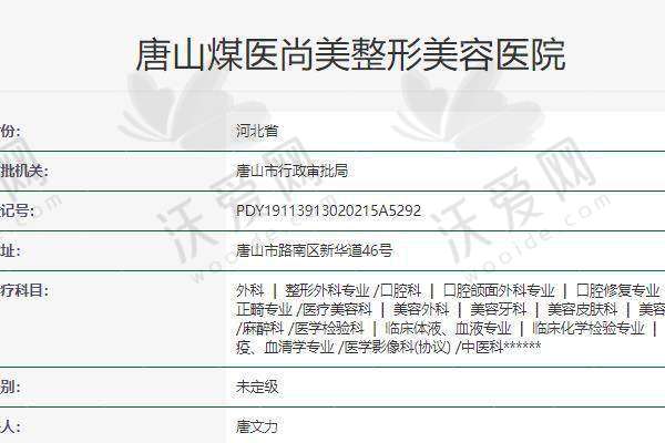 唐山煤医尚美整形美容医院地址