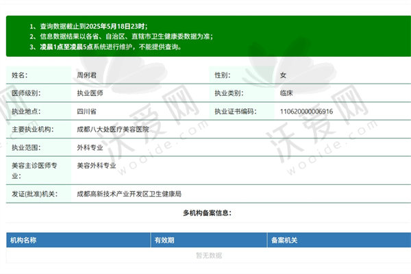 成都八大处医疗美容医院周俐君医生简介