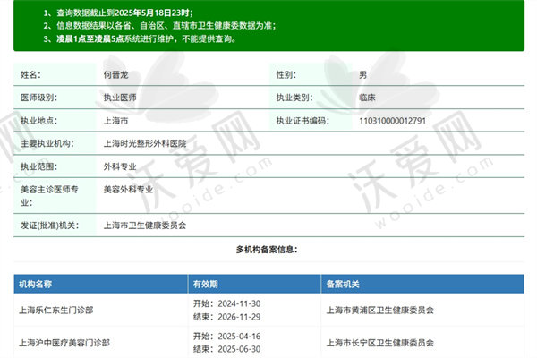 上海时光整形外科医院何晋龙医生简介